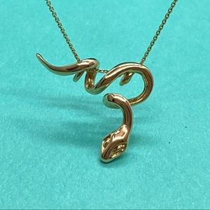 14k snake serpent pendant necklace